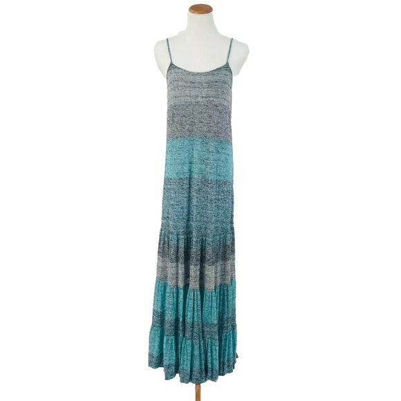 Free People Beach Blue Tired Ruffle Hem Maxi Slip Dress - Picture 2 of 13